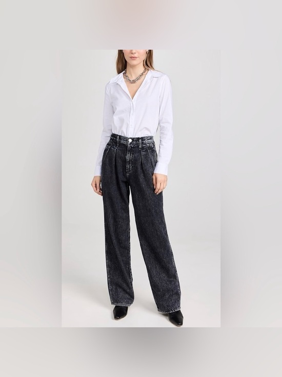 AMO Denim - AMO Marcella Pleated Jeans Frosty Black High Rise Wide Leg size 27